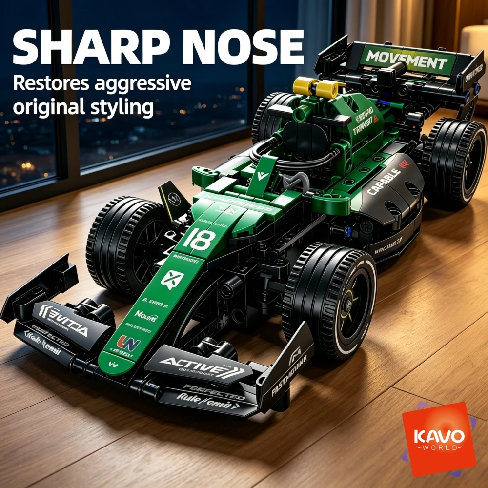 Model Kit Builder Game - KAVOWORLD Classic Racing Car Building Blocks