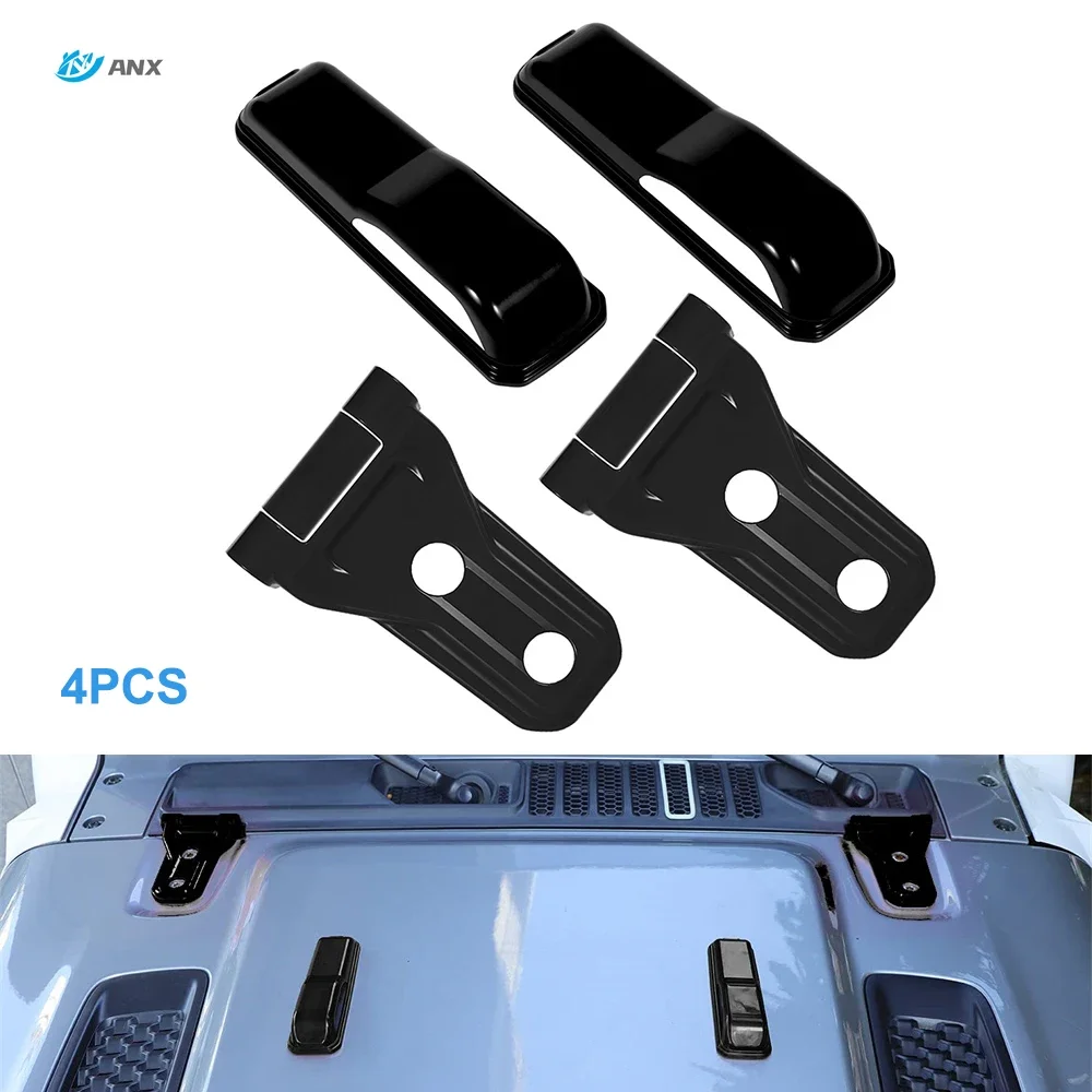 4PCS Engine Hood Hinge Trim Cover for 2018-2022 Jeep Wrangler JL JLU Sports Sahara Freedom Rubicon Unlimited Gladiator JT Front