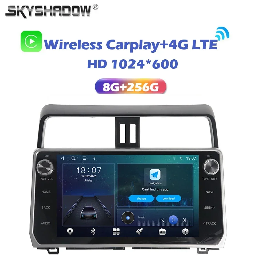 

Автомобильный DVD-плеер Carplay, 8 ГБ + 256 ГБ, Android 14,0, 4G, QLED, GPS, карта, Wi-Fi, Bluetooth 5,0, RDS, радио для Toyota Prado 150 2018 - 2022