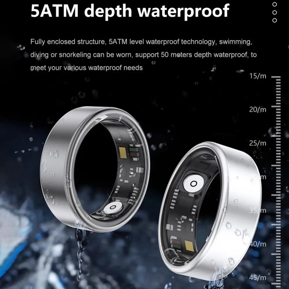 

US 7-12 Size Smart Health Ring Waterproof Fitness Activity Tracker Heart Rate Blood Oxygen 5-7 Days Battery For IOS For Android