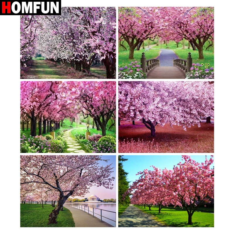 

HOMFUN полный бриллиант "Цветочный пейзаж деревьев" DIY 5D алмазная живопись вышивка крестиком домашний декор картина со стразами ручной работы