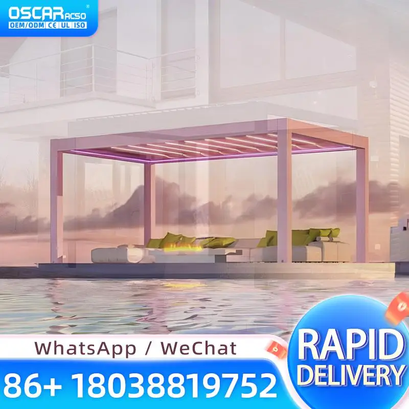 Modern Outdoor Aluminum Louvered Bioclimatic Easy to Assemble Pergola 3*5 5*10 10*15 Patio Gazebo for Garden Lawn Backyard pergo