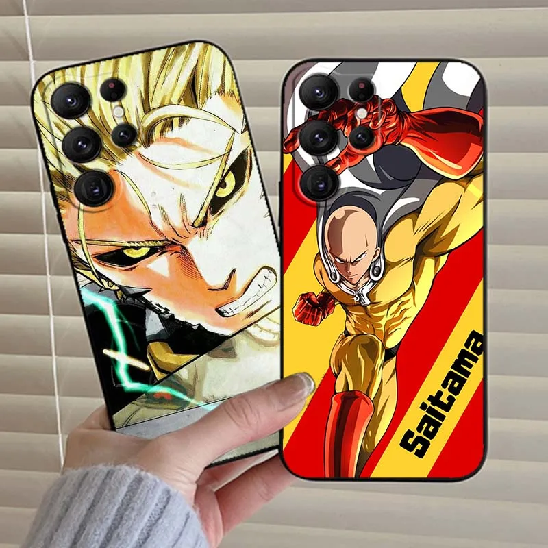 One Anime Punch Man S-Saitama For Samsung Galaxy S25 S24 S23 S22 S21 S20 S10 Ultra Plus FE 5G Black Soft TPU Cover Phone Case - Image 2