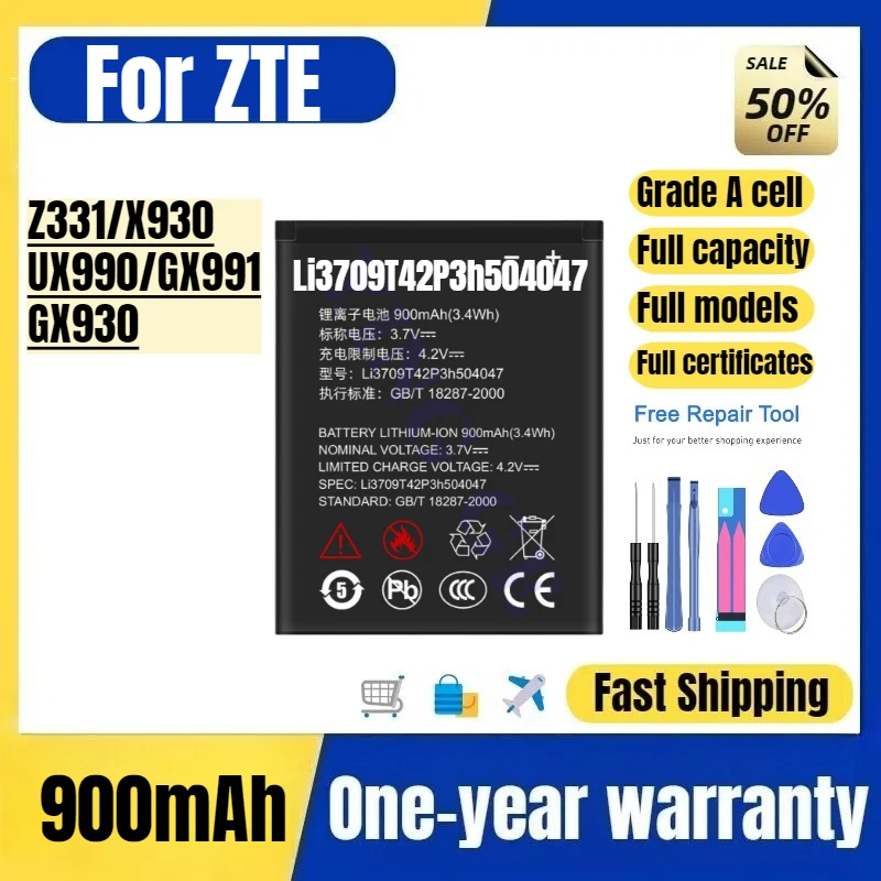 

Li3709T42P3h504047 for ZTE Z331/X930/UX990/GX991/GX930 Phone Battery High Quality Replacement Bateria Grade A Cell with Tools