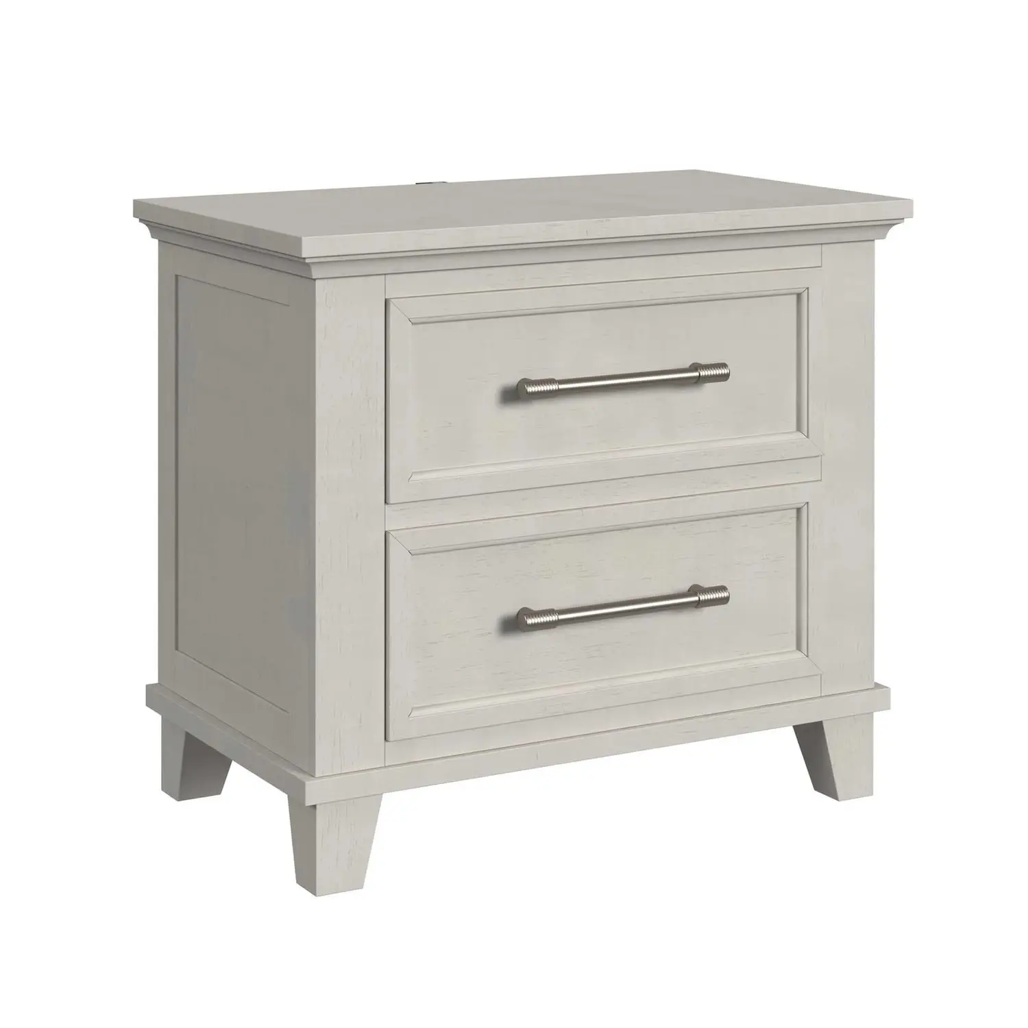 2-Drawer Nightstand with USB Charging Port, Bedroom Bedside Table Storage, Ivory, Customized