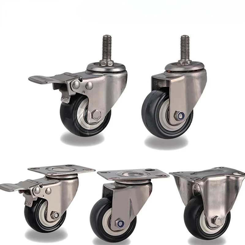 2inches Casters wheels with 304 stainless steel frame Polyurethane tread mute No rust For Humid environment IndustrialPU casters