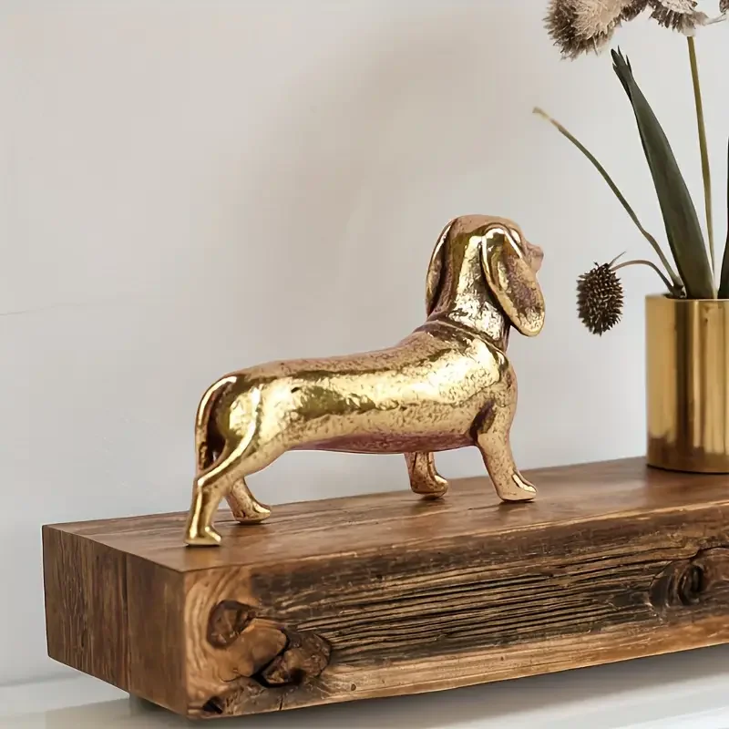 1 Stück Vintage-Mini-Golden-Retriever-Statue aus Messing – antiker Stil, handwerklich gefertigt, dekorative Schreibtischdekoration für Haustierliebhaber – Detail 6
