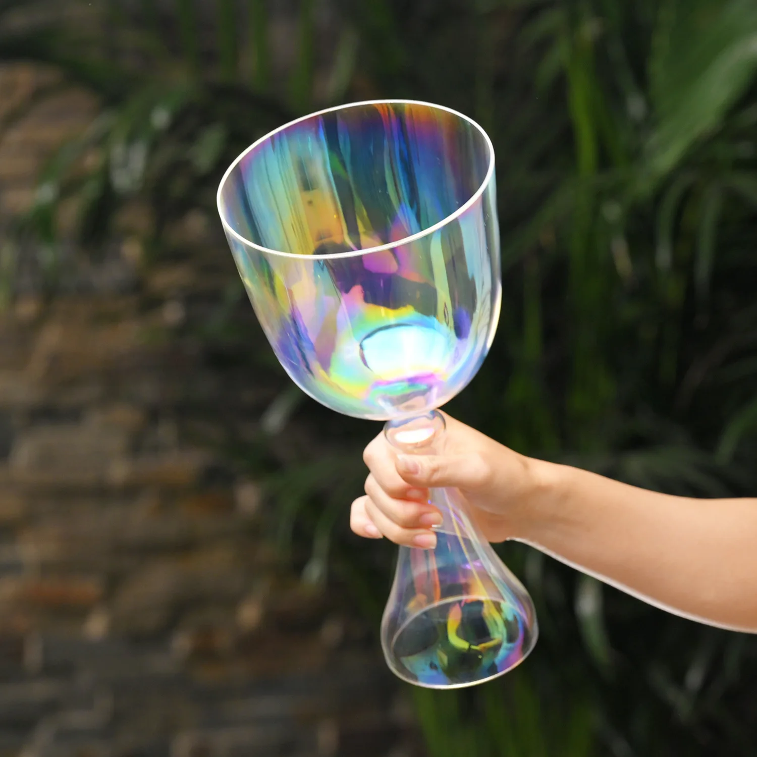 STAR LINKUP 5‑6.5 Inch Transparent Rainbow Quartz Crystal Chalice Singing Bowl 432Hz/440Hz Note Sound Healing Chakra Balancing Yoga Meditation Sound Bath Percussion Instrument With Mallet