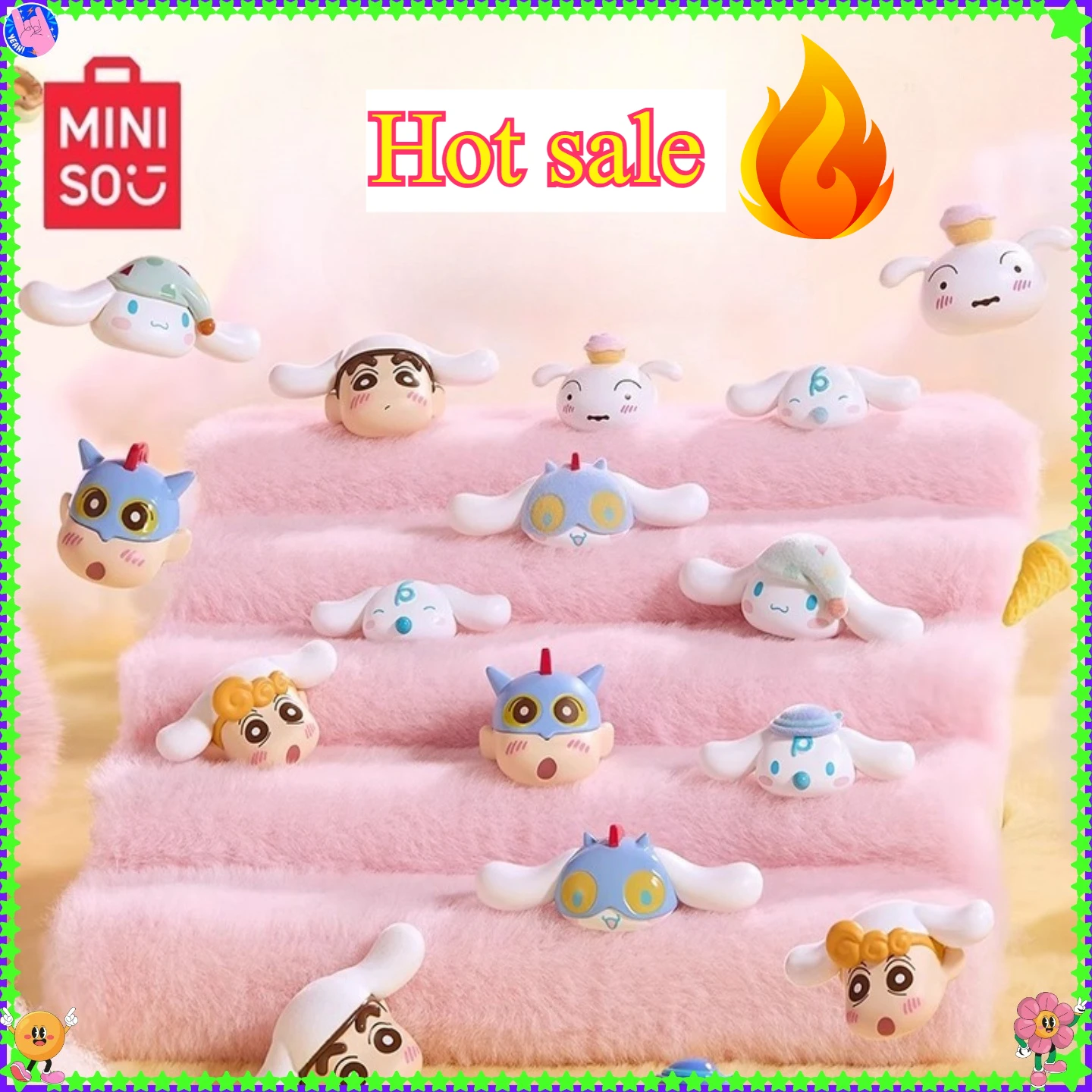 

【В наличии】MINISO модный Cinnamoroll X Shinchan мини ПВХ слепая коробка игрушки Коллекционные фигурки подарок для детей