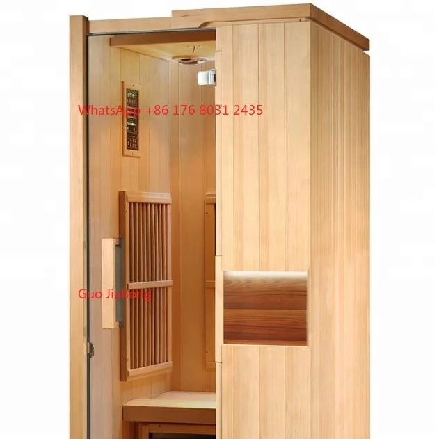 

Modern One Person Premium Far Sauna Room with Red Light Therapy Indoor Wooden Hemlock Sauna Rooms