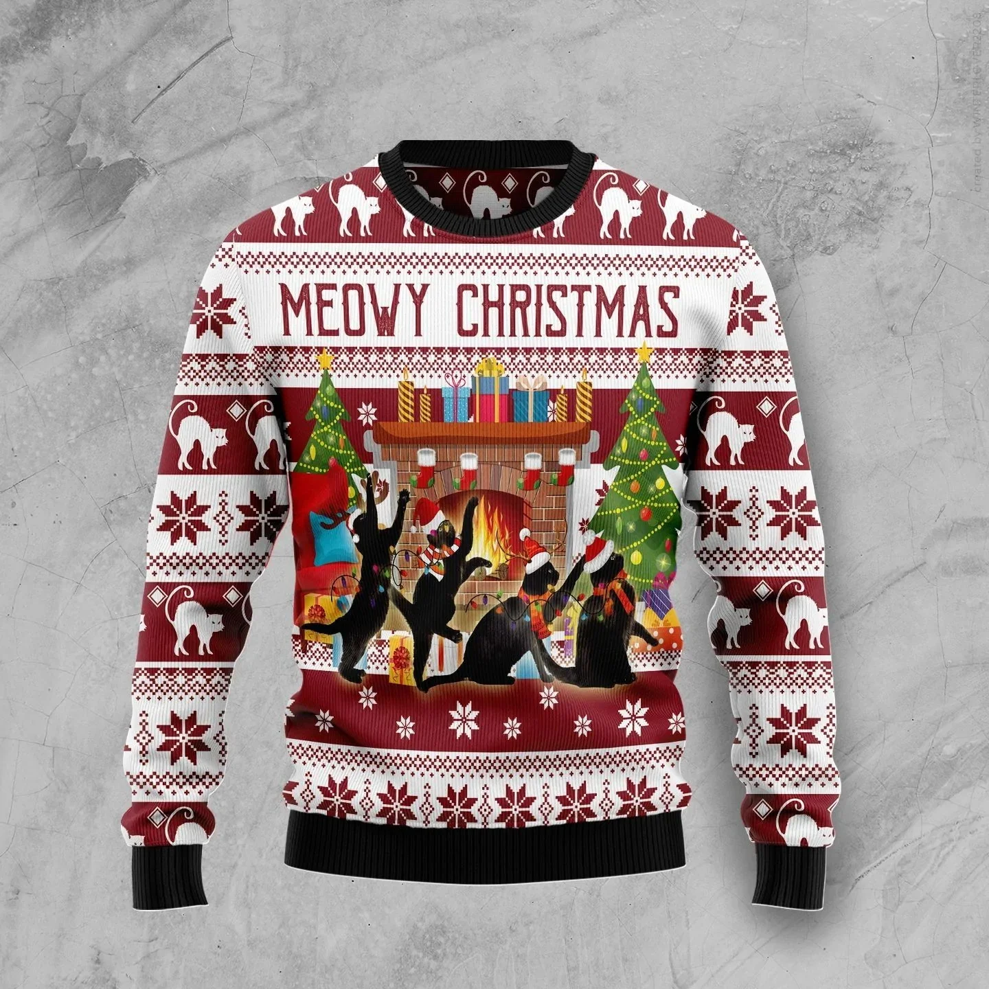 

PLstar Cosmos Black Cat Christmas Dancing 3D Printed Men's Ugly Christmas Sweater Autumn Unisex Casual Knitwear Sweater ZZM04