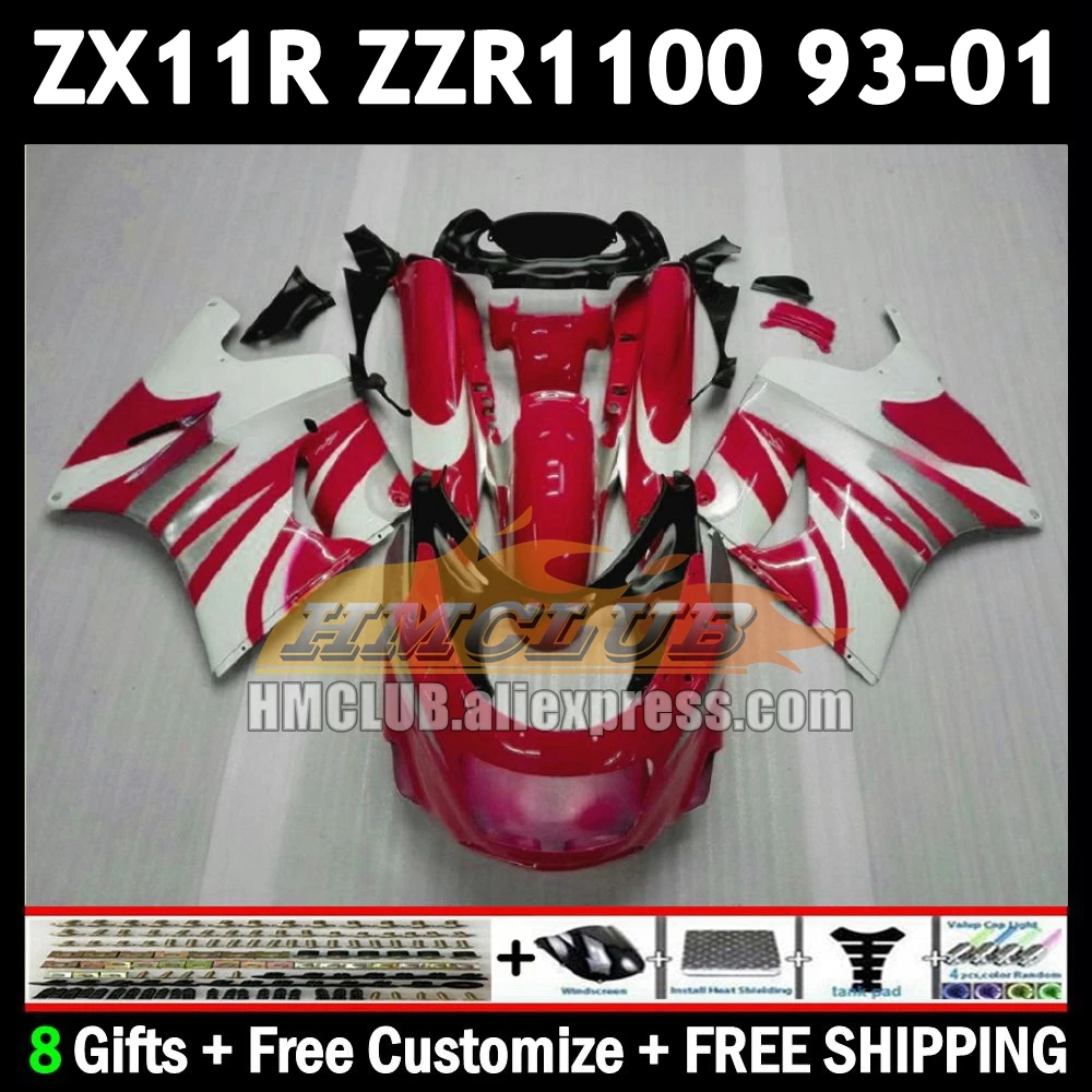 ZX11 For KAWASAKI NINJA ZX-11R ZZR 1100 ZX 11 11R 174No.18 ZZR1100 ZX11R 93 94 95 96 red white 97 1998 1999 2000 2001 Fairing