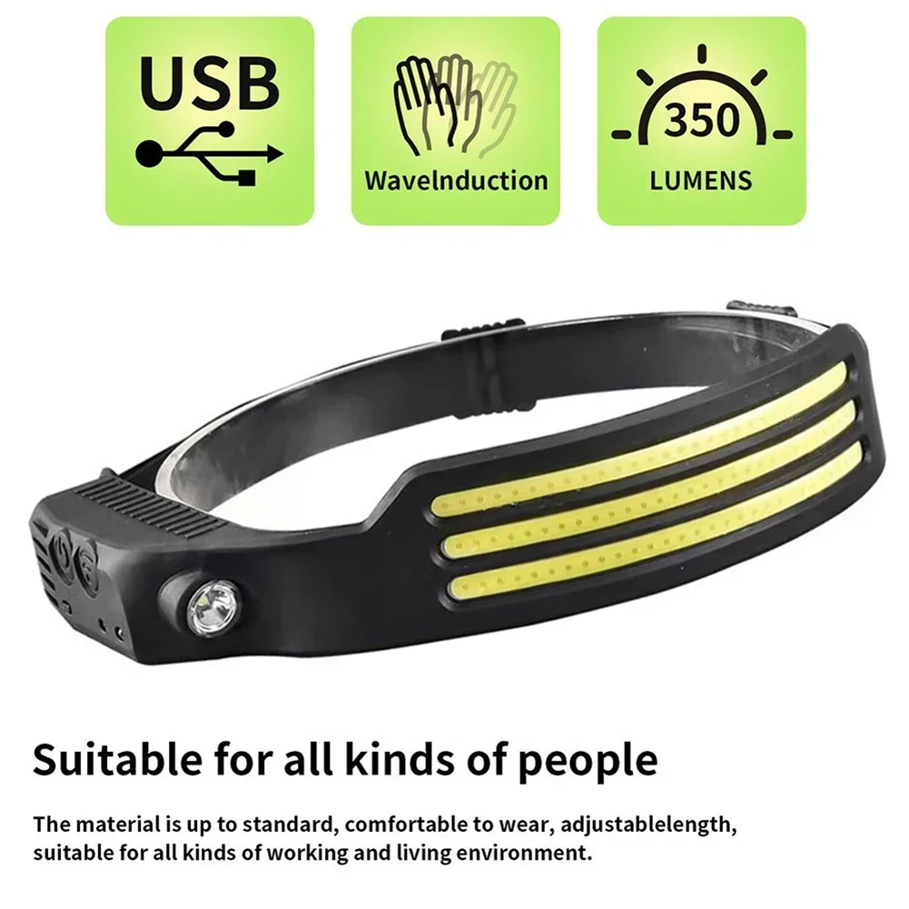 COB LED Sensor Headlamp Portable Multifunctional Night Fishing Smart Sensor Headlamp Adjustable Sensor LED Headlamp