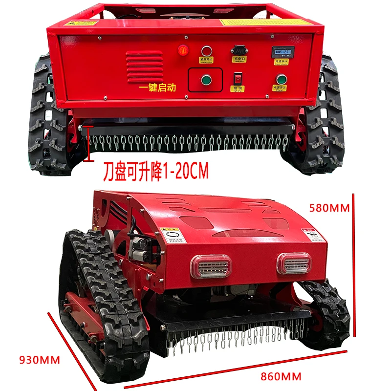 Remote Control Lawn Mower Tracked Agricultural Orchard Lawn Mower Trimmer Wireless Gasoline Grass Shredder Lawn Beater