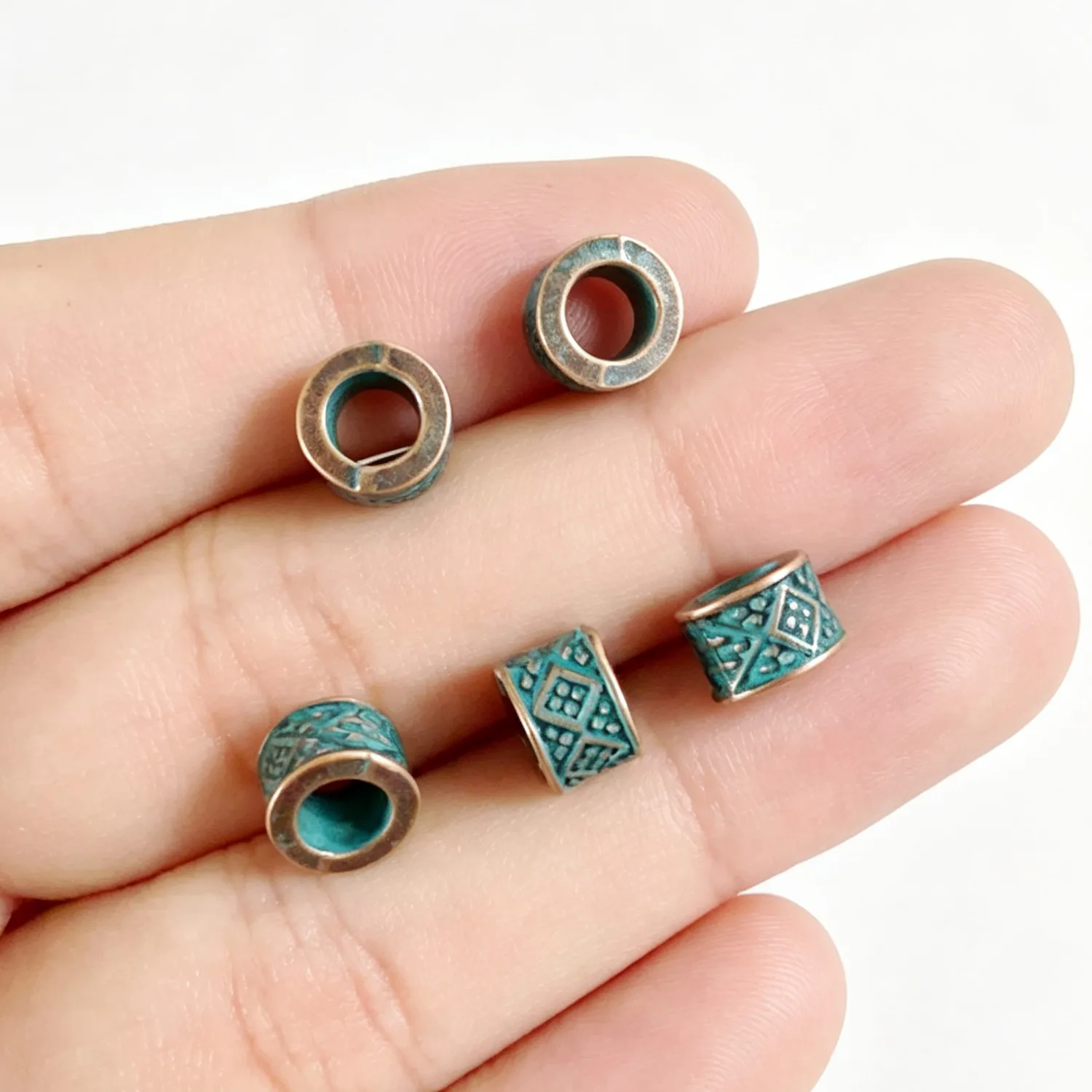 30Pcs 7.5×5.5mm Zinc Alloy Antique Red Copper with Blue Finish Round Ring Spacer Beads DIY Jewelry Accessories L5