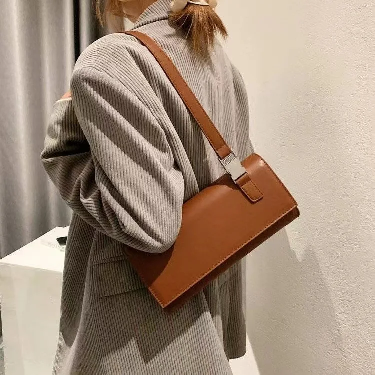 

Luxury Women Shoulder Bags PU Leather Designer Handbag Female Purse Fashion Casual Solid Color Underarm Flap Bag