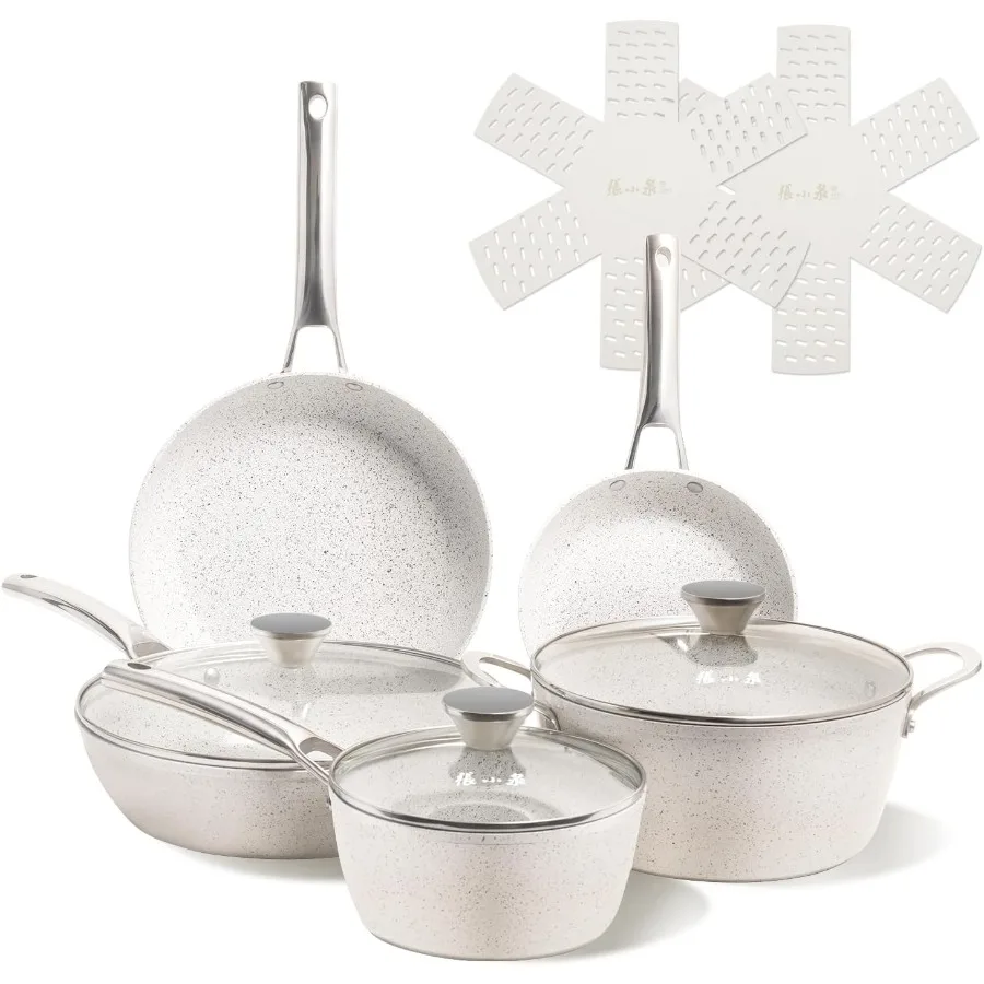 

PTFE PFAS PFOA Free Non Toxic NonStick Cookware Set with Ceramic Coating for Safe and Healthy Cooking in Daily Home Kitchen Use