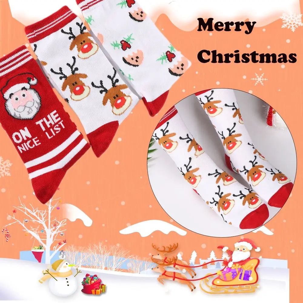 

Thickness Xmas Funny Socks Cotton Knit Santa Stockings Christmas Socks Man Woman Lady Santa Claus