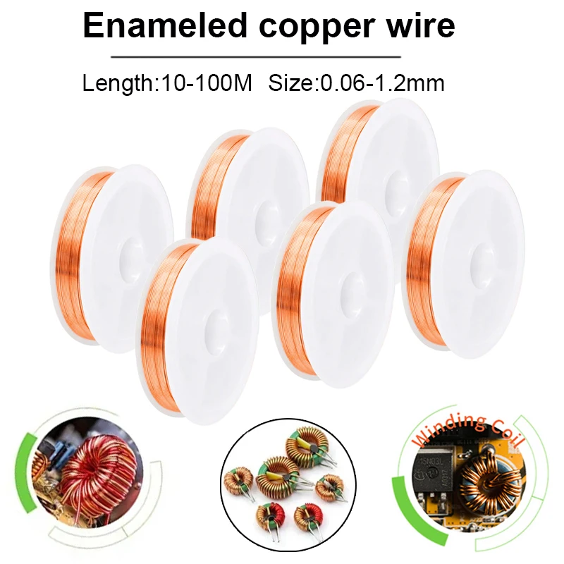 1Roll-3Rolls Copper Lacquer Wire 0.06mm - 1.2mm Cable Copper Wire Magnet Wire Enameled Copper Winding Wire Coil Copper Wire