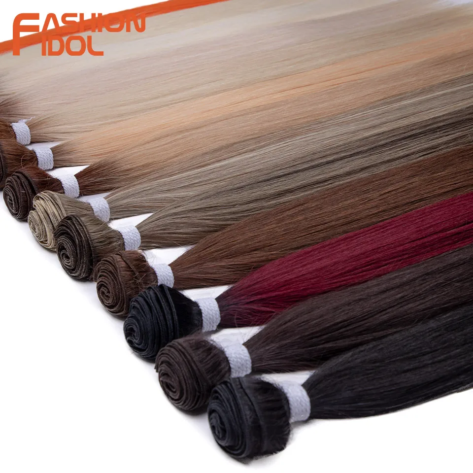 موضة المعبود 28 بوصة 200 جرام ياكي مستقيم الشعر الاصطناعية لحمات الشعر حزم أومبير شعر أشقر حزم صالون وصلات شعر طبيعية #5