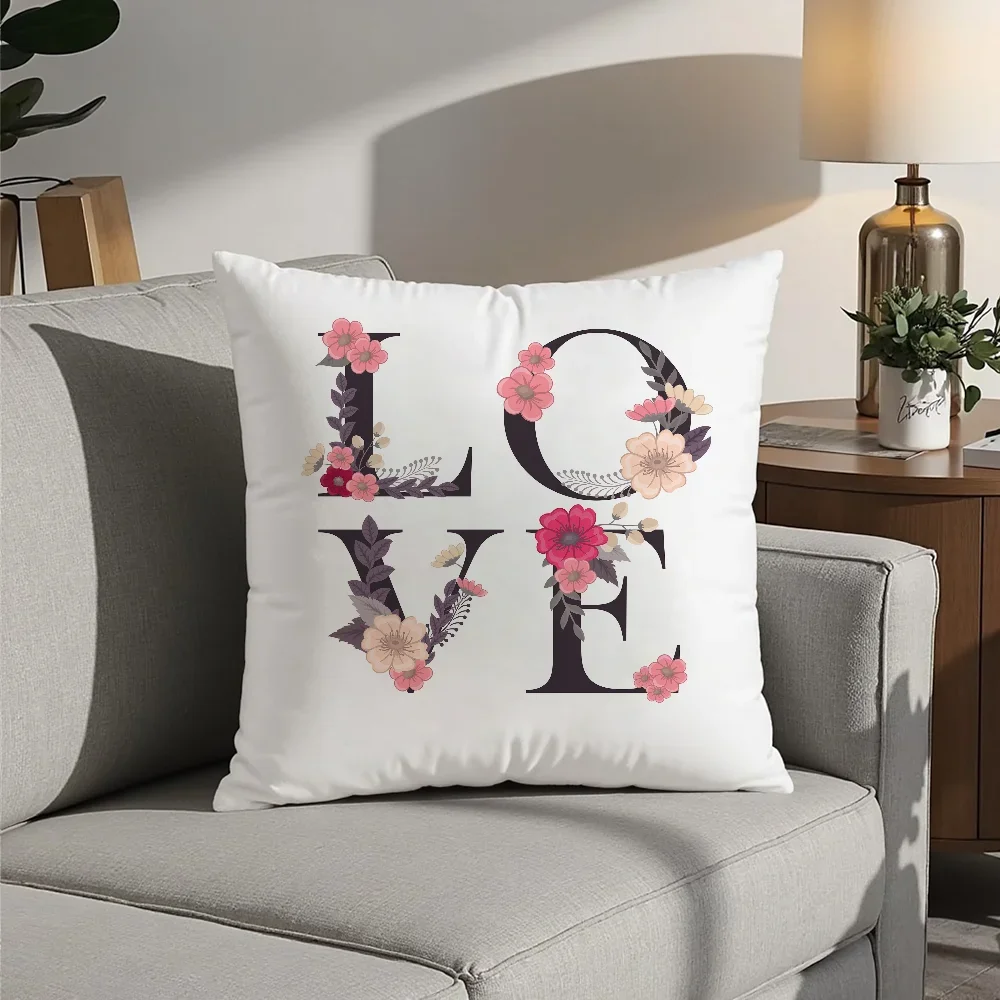 

Creative Love Pattern Pillow Case Plush Fabric Soft Pillowcase Double Sided Print Cushion Cover Household Gifts