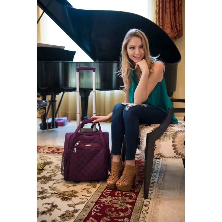 กระเป๋าเดินทางแบบมีล้อตั้งตรงใต้ที่นั่ง สีดำ ขนาด 15 นิ้ว