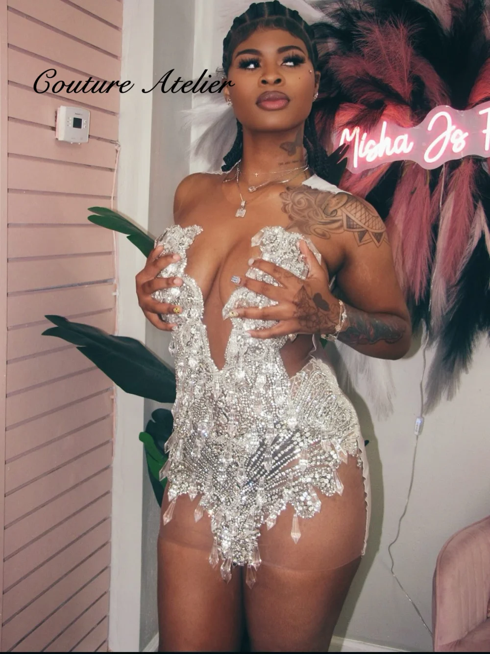 

Exquisite Silver Stones Prom Dresses 2026 Luxury Beaded Rhinestones Mesh Mini Cocktail Homecoming Dress Black Girls Customized