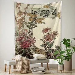 Vintage Floral Mural Wall Hanging Tapestry Minimalist Art Bohemian Psychedelic Mystery Aesthetics Room Home Decor