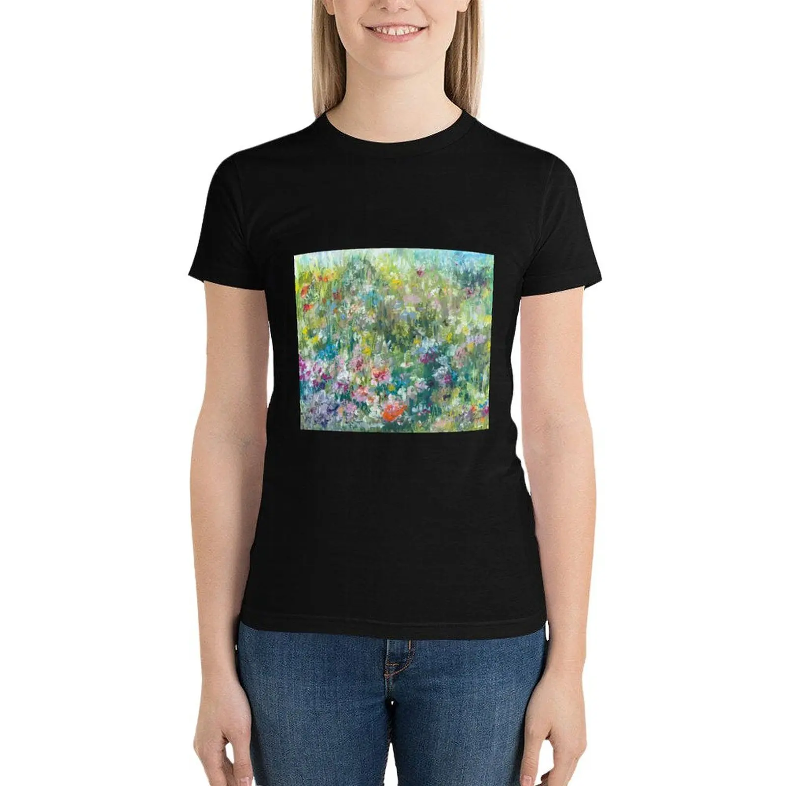 

Wild flower meadow in oil pastels T-Shirt oversized funny t shirt Women