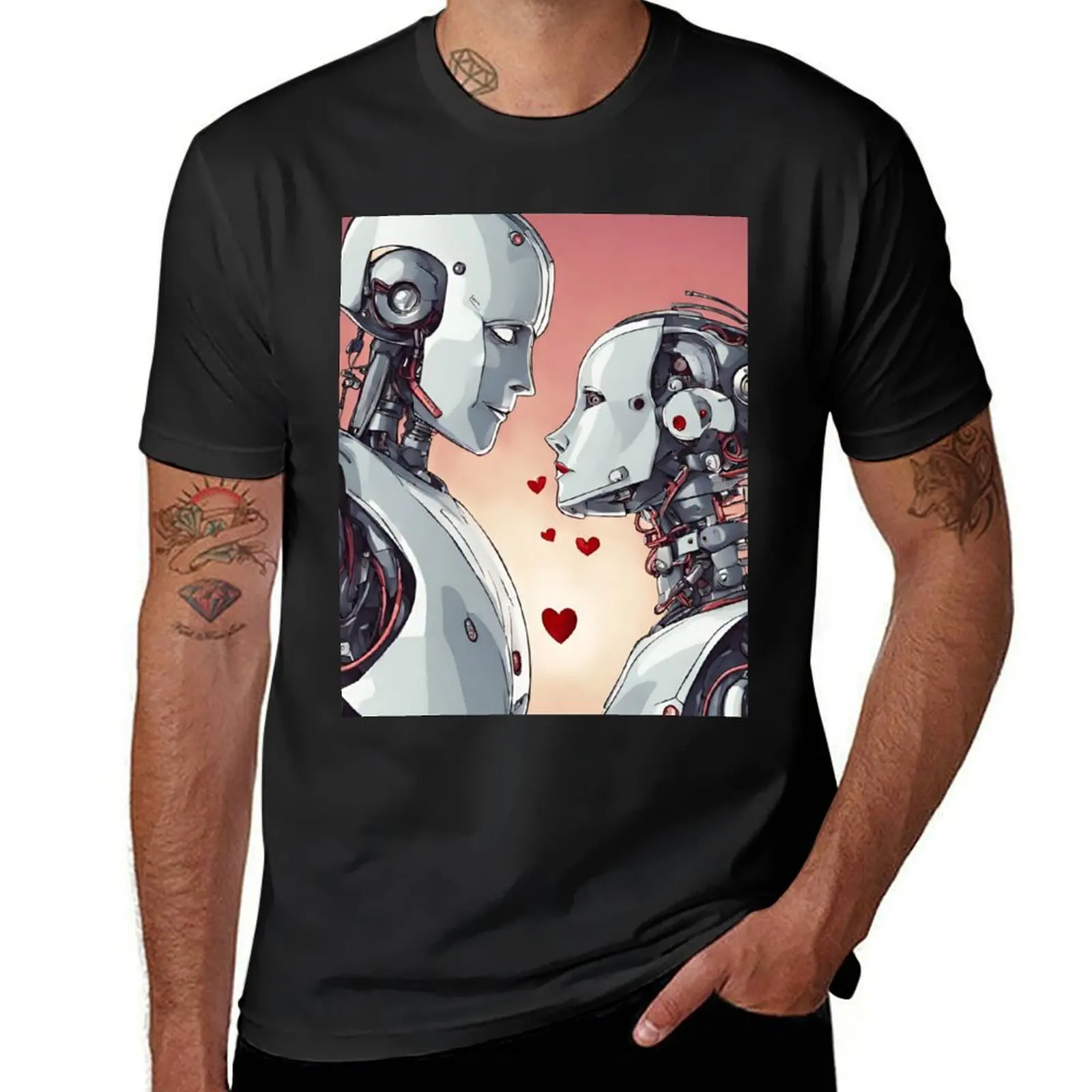 Robot in love T-Shirt Blouse funnys plain black t shirts men