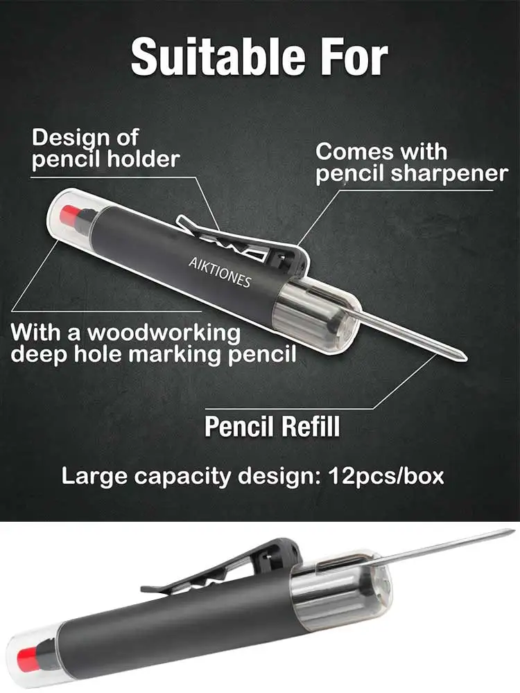12 Pieces Carpenter Pencil Lead Refills 2.8mm  Lead Refill for Mechanical Carpenter Pencil Break Resistant  Construction Pencils
