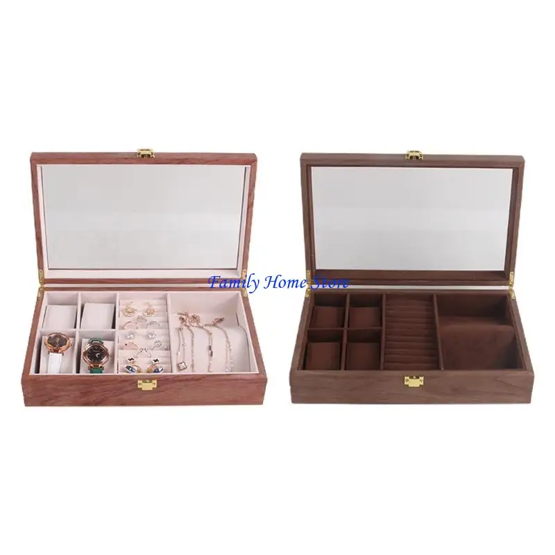 

P0UF 4Slots Wooden Watches Display Box Ring Necklace Jewelry for Case Container Organ