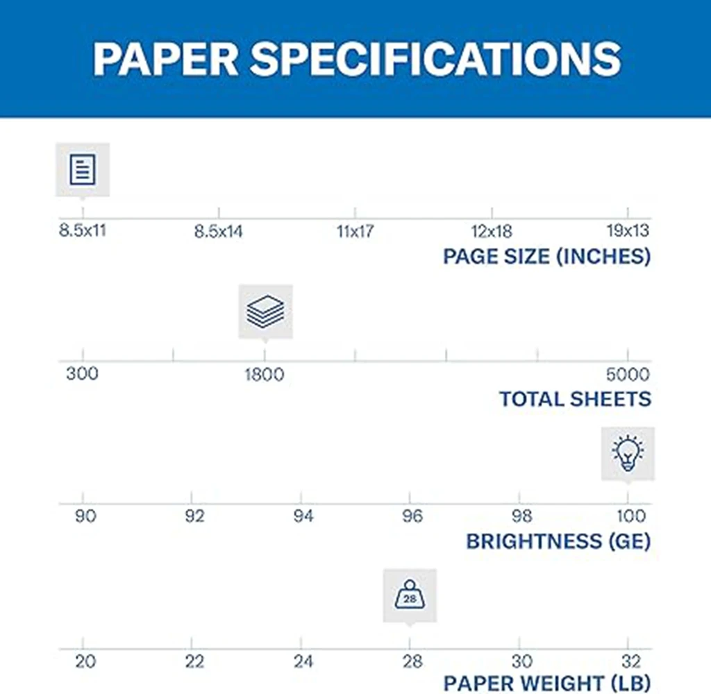 Бумага для принтера, цветная копировальная бумага премиум-класса 28 фунтов, 8,5x11-6 упаковок (1800 листов)-100 яркая