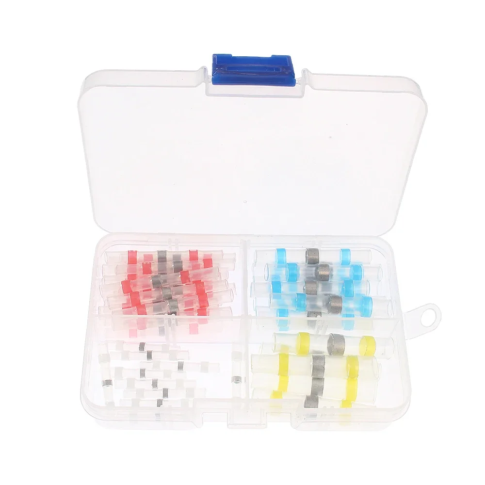 50PCS Heat-Shrink Tubing Terminals Assortment Set - Insulated Waterproof Solder Sleeves for Electrical Wire Butt Connectors Kit