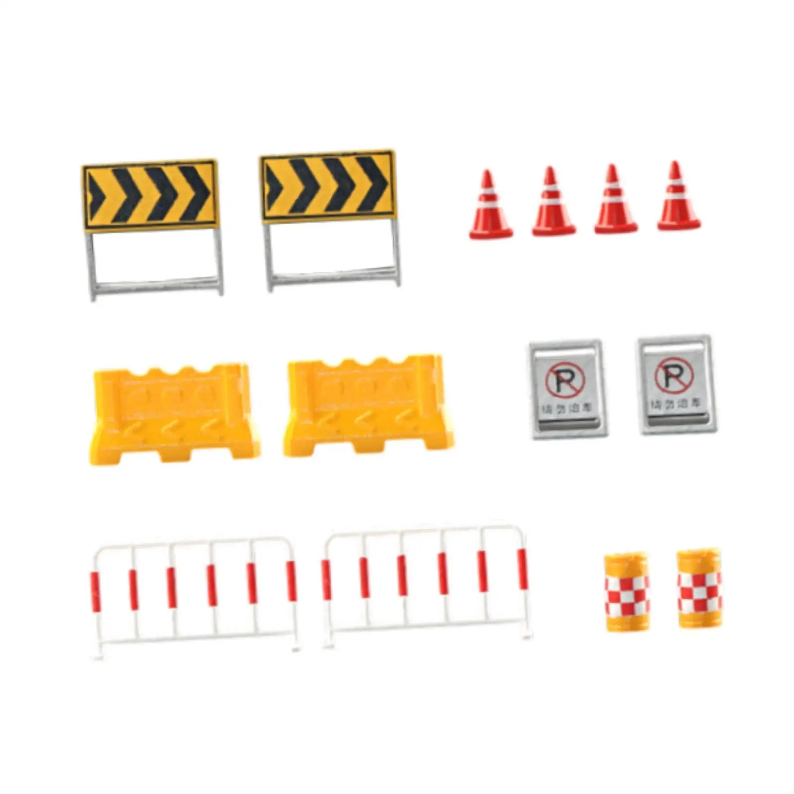 

14 Pieces Mini Street Signs Mini Roadblocks Toyset for Dollhouse Diorama