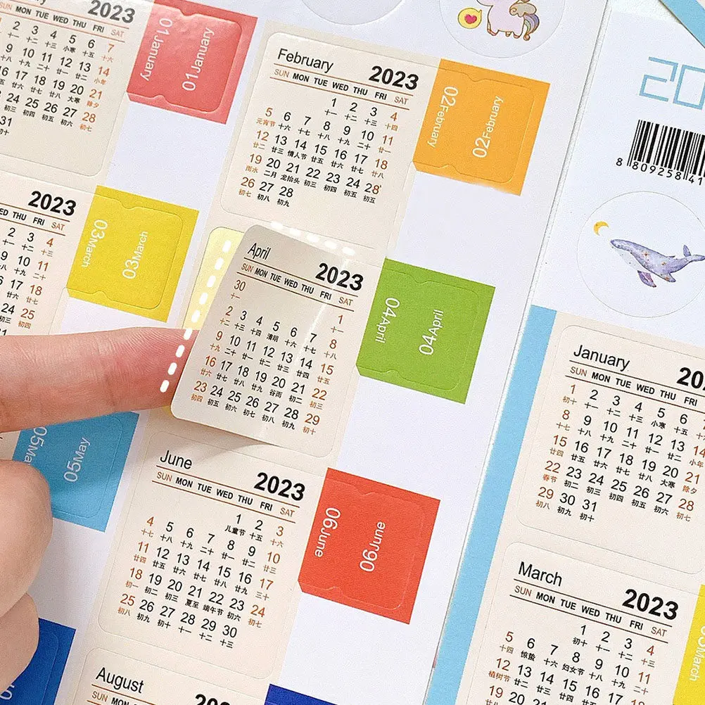16Sheets Calendar Index Stickers Compact Multi Function Planner Tabs Household Book Tabs School Office Daily Use Adhesive