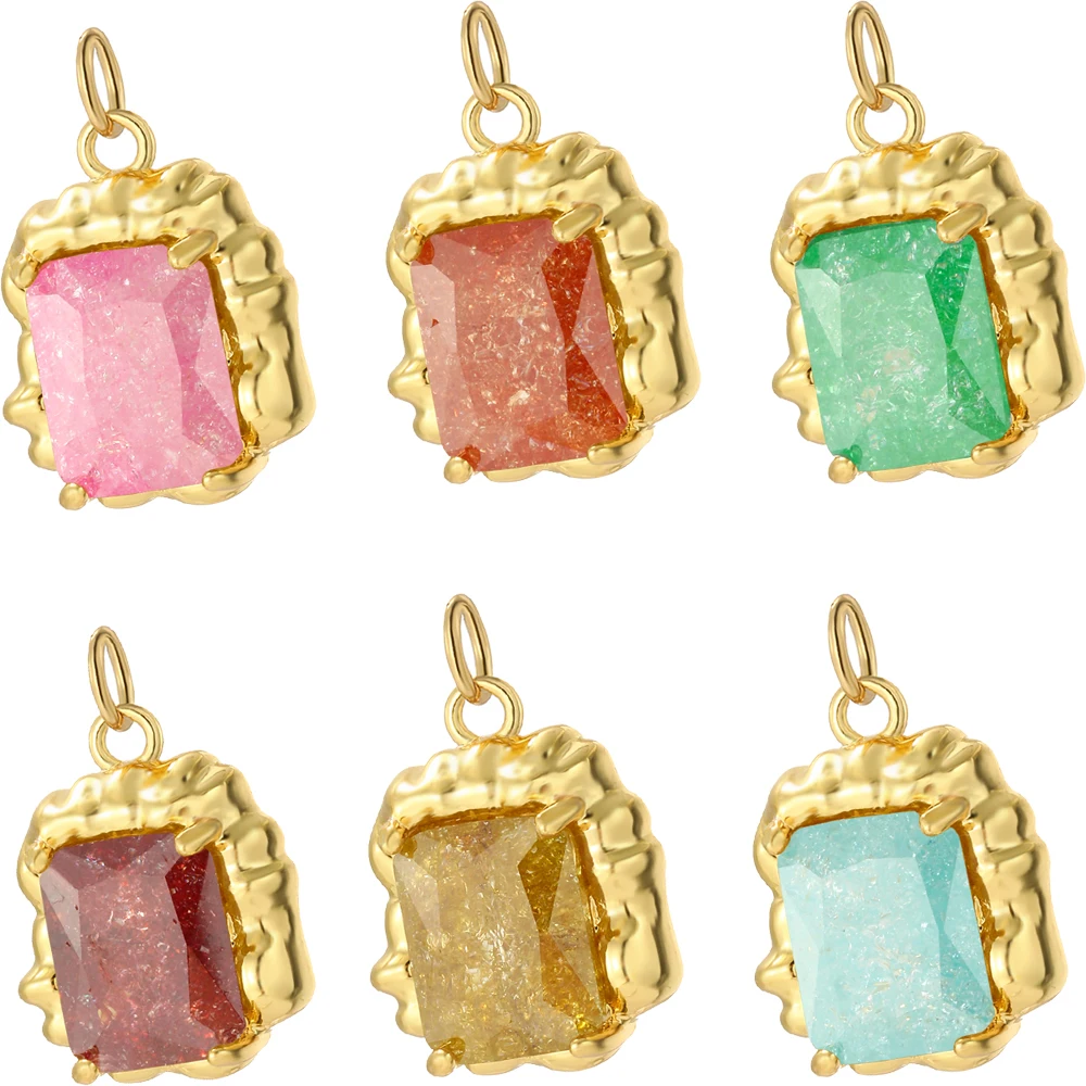 Geometric Big Crystal Charms for Jewelry Making Supplies Gold Color Water Drop Dijes Diy Earrings Bracelet Necklace amulet