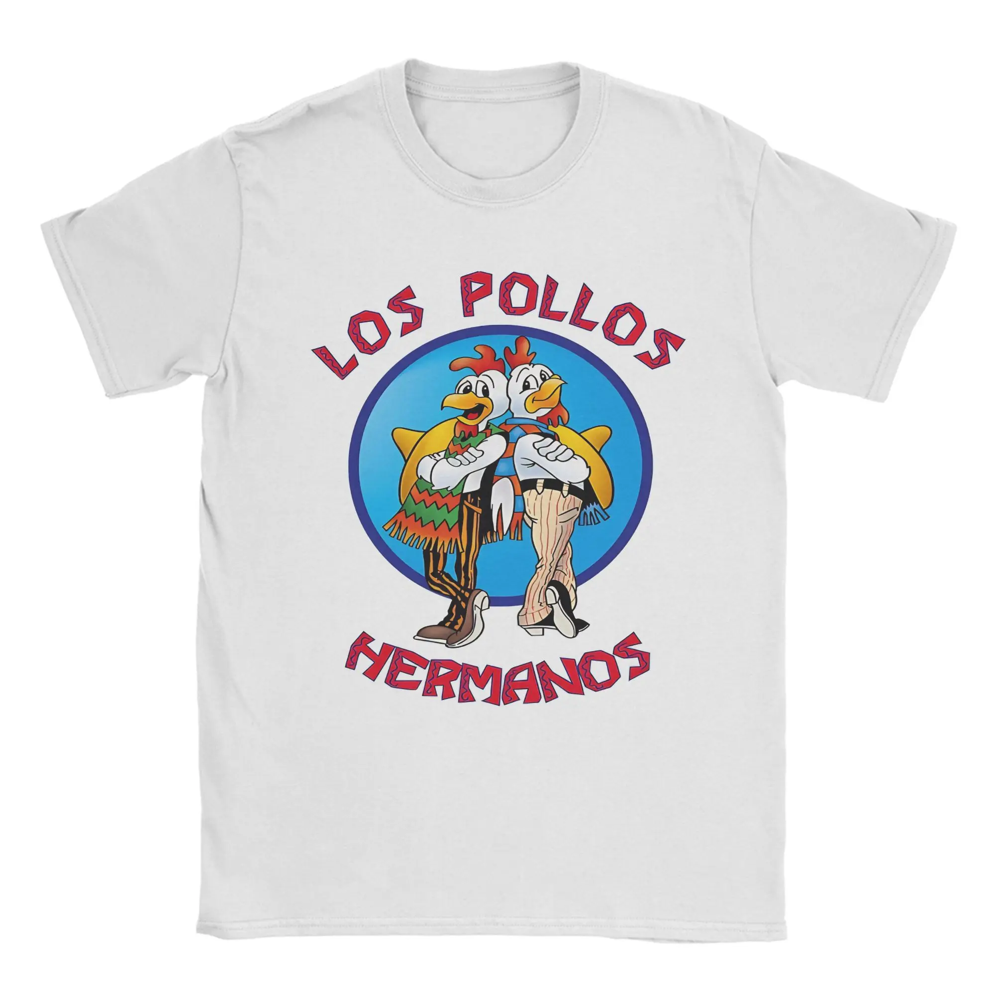 Los Pollos Hermanos   T Shirts Men's  Cotton Awesome T-Shirts Round Collar Breakings Bad Tee Shirt Short Sleeve Tops Party