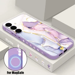 Sandstone Marble Magnetic Case For Samsung Galaxy S26 S25 S24 S23 S22 Ultra Plus S25FE For Magsafe Wireless Charge Lanyard Cover