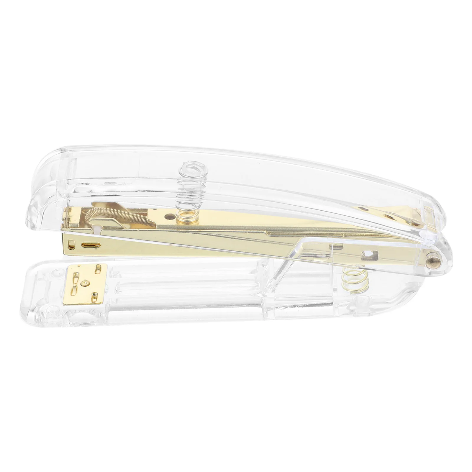 Office Stapler Transparent Plastic Material Smooth Automatic Spring Back Function Reliable Binding Performance for Daily Use