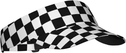 Black White Race Checkered Flag Pattern Sunscreen Visor Hats for Women & Men, Sport Empty Top Baseball Sun Cap, Tennis Vi