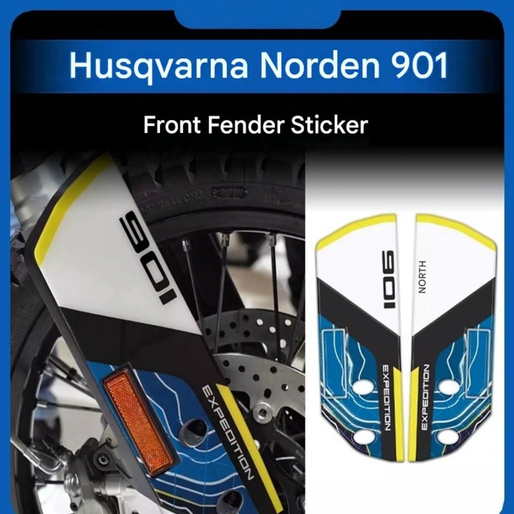 For Husqvarna Norden 901 Front Fender Dual-Side Protective Stickers Waterproof UV-Shield Wrap Block Mud Scratches On Off-Road