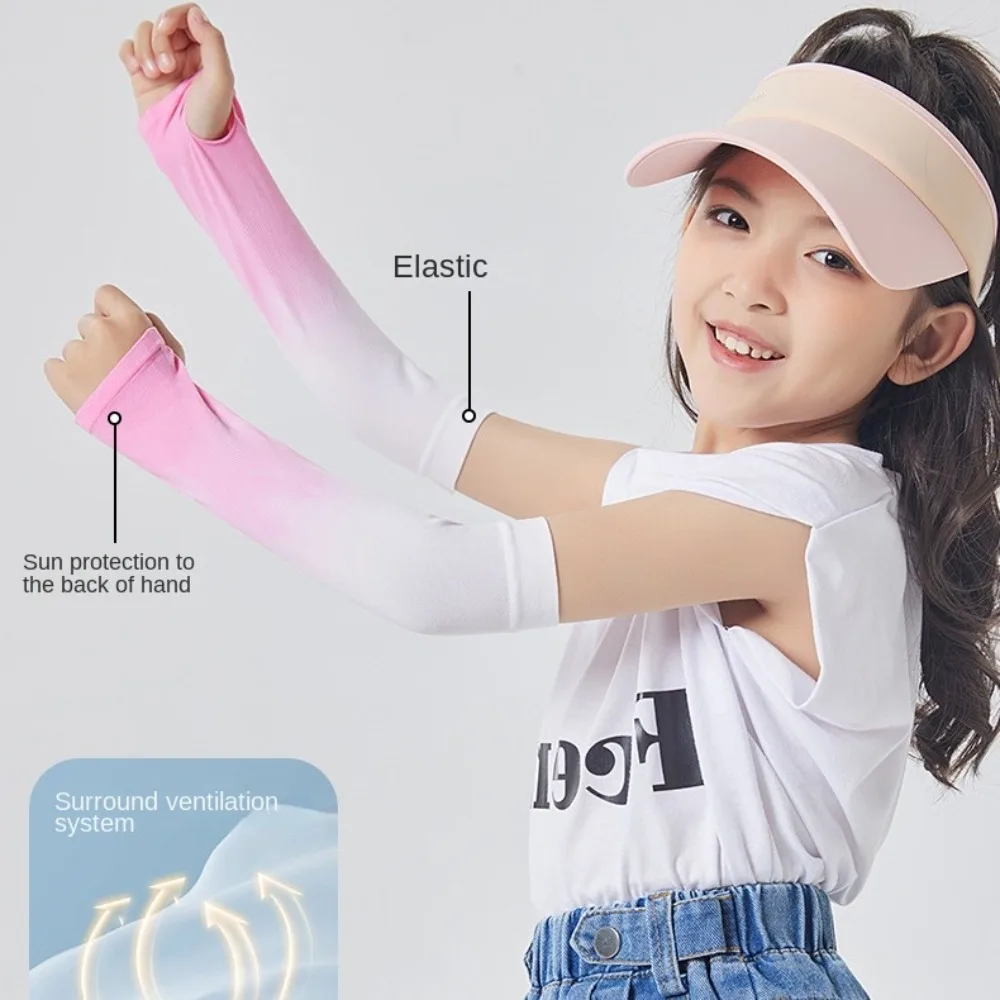 

Полиэстеровые рукава-накладки из ледяного шелка с эластаном, градиентные, с отверстием для пальца, тонкие, солнцезащитные, для велоспорта