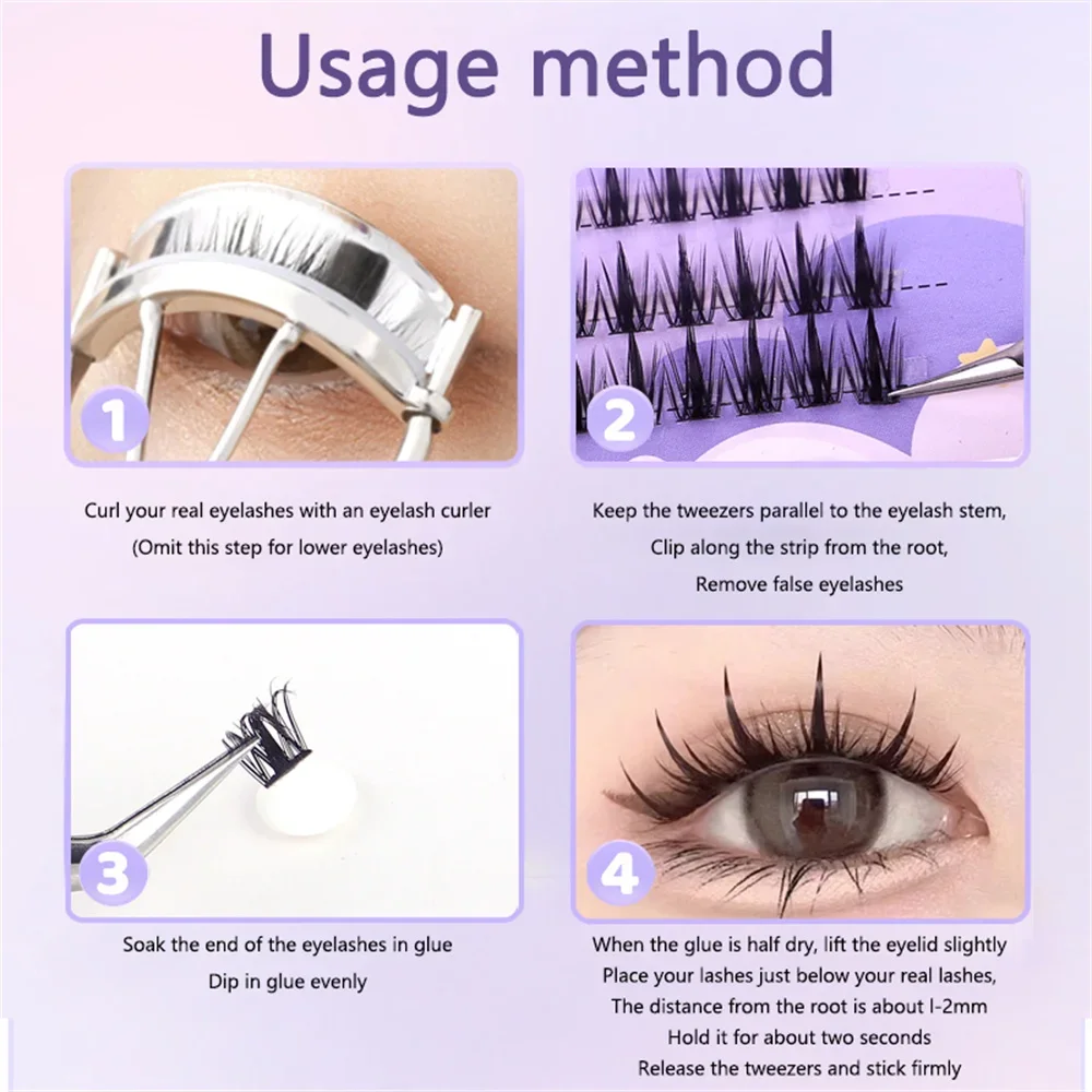 False Eyelashes Manga Lashes Individual Lashes Natural Thick Single Cluster Segmented Korean Makeup Cos Fake Eyelash Extensions