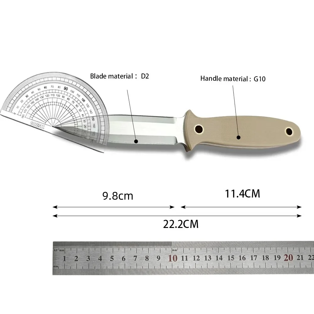 Survival Tactical Hunting Knife D2 Steel Blade G10 Handles Fixed Blade Knife Camping Edc Multitool Self Defense Pocket Knife