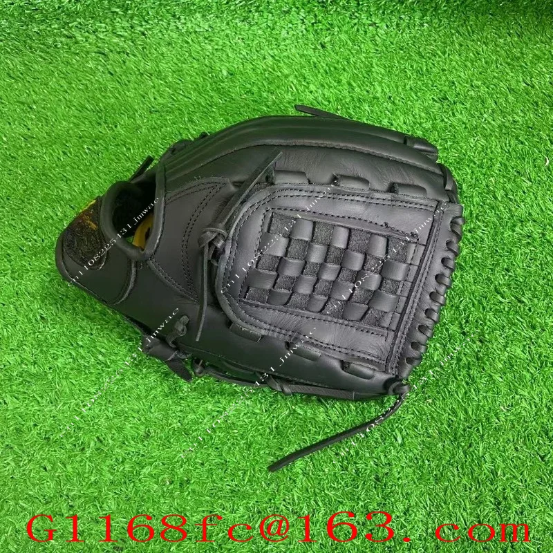 Baseball Gloves, Black Cowhide Pitcher Adult Thickened Gloves