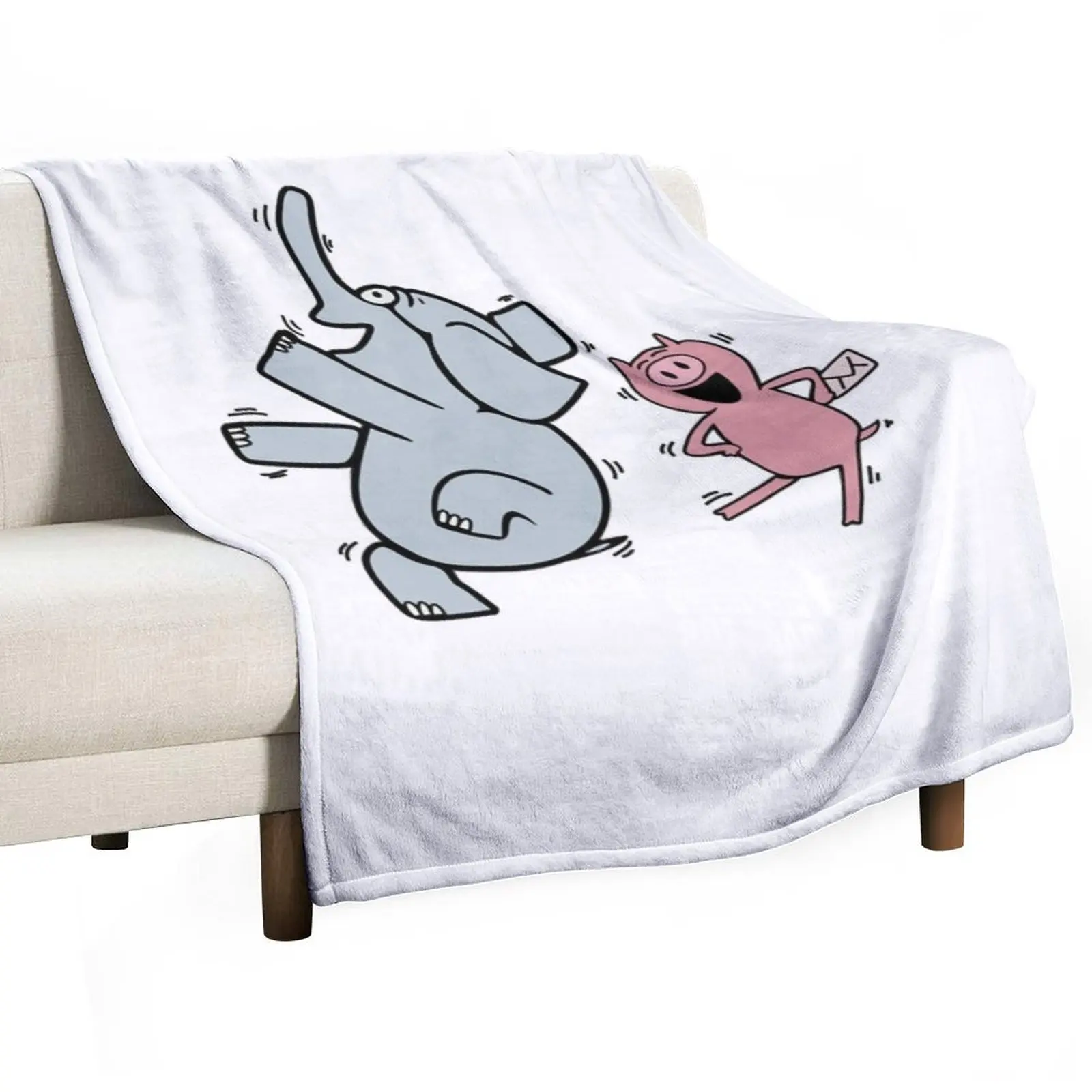 Слоник и Пигги - Мягкий роскошный плед Happy Gerald and Piggie, бренд Wednesday, ретро-пледы для дивана и кровати.