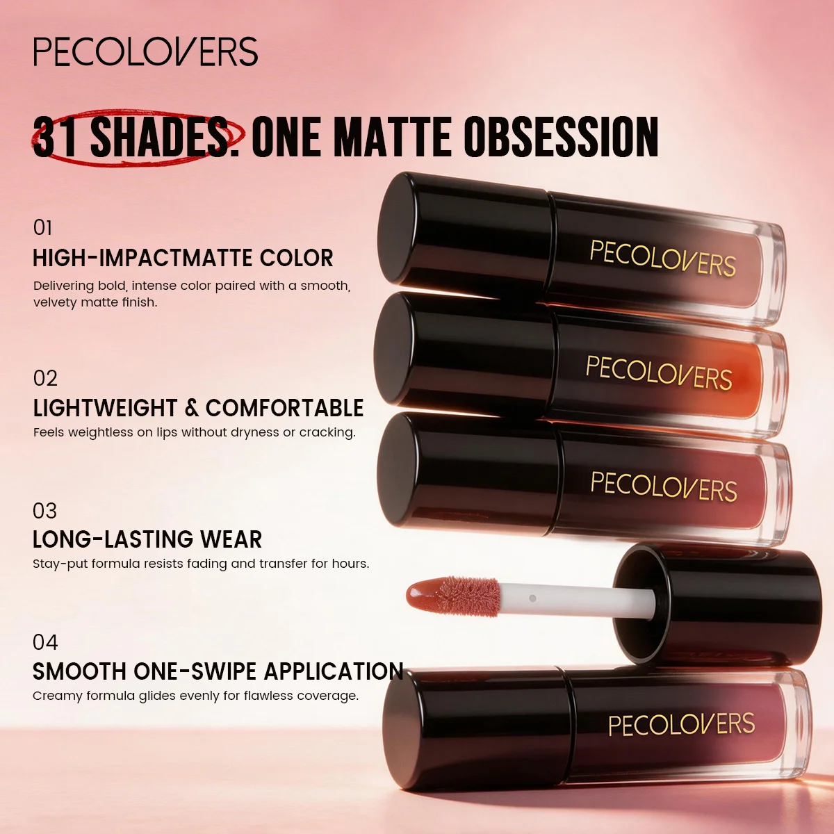 6PCS/SET Cream Matte Lip Tint Stick,Even Color Layering,Comfortable All-day Wear,Classic Neutral Lip Shades,Soft Fluffy Applicator Head,Compact Carry Lip Gloss Set,Suitable For Daily Travel And Everyday Female Makeup