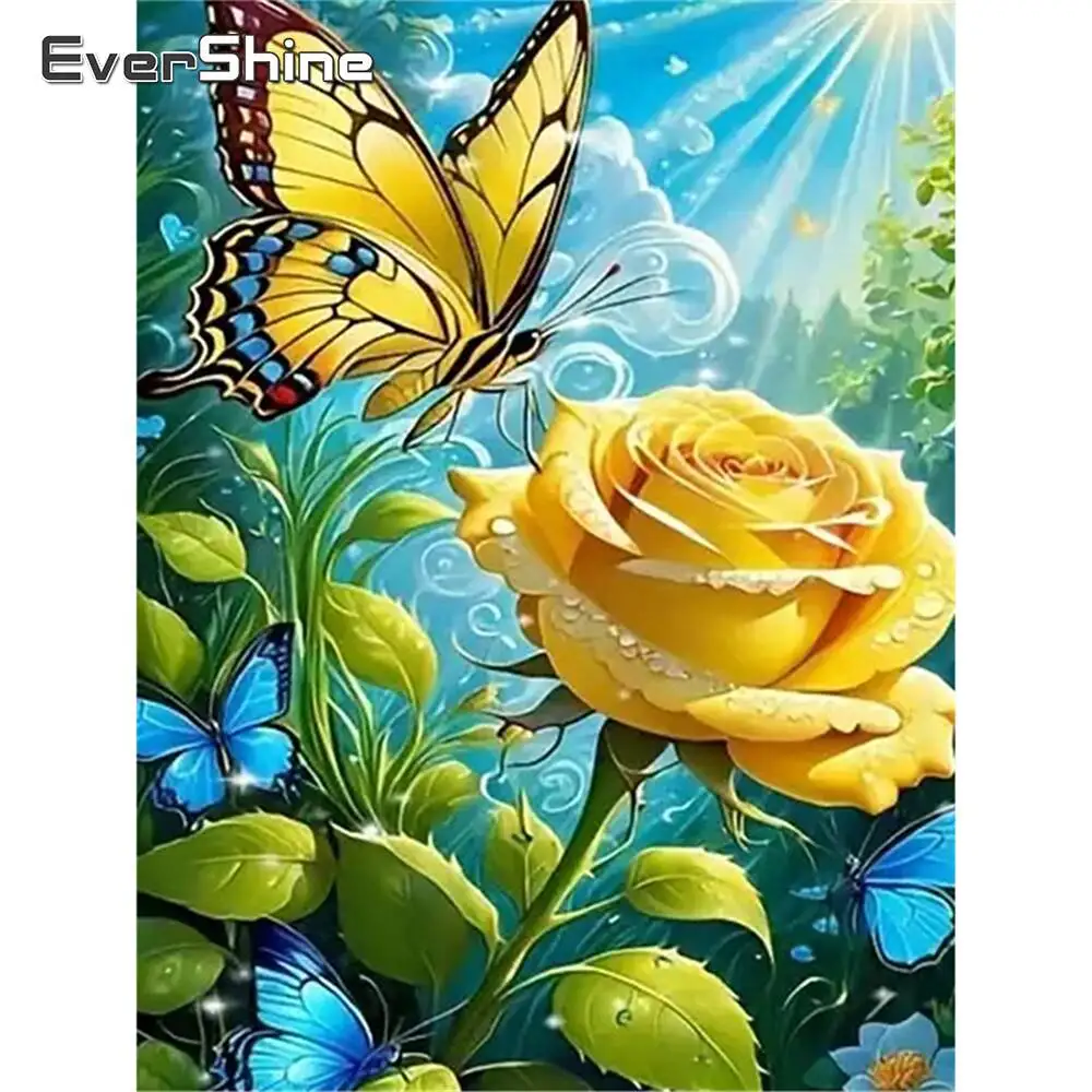 Evershine Diamant Malerei Rose Blume Geeignet Für Anfänger DIY Diamant Mosaik Schmetterling Neue Ankunft Stickerei Wohnkultur