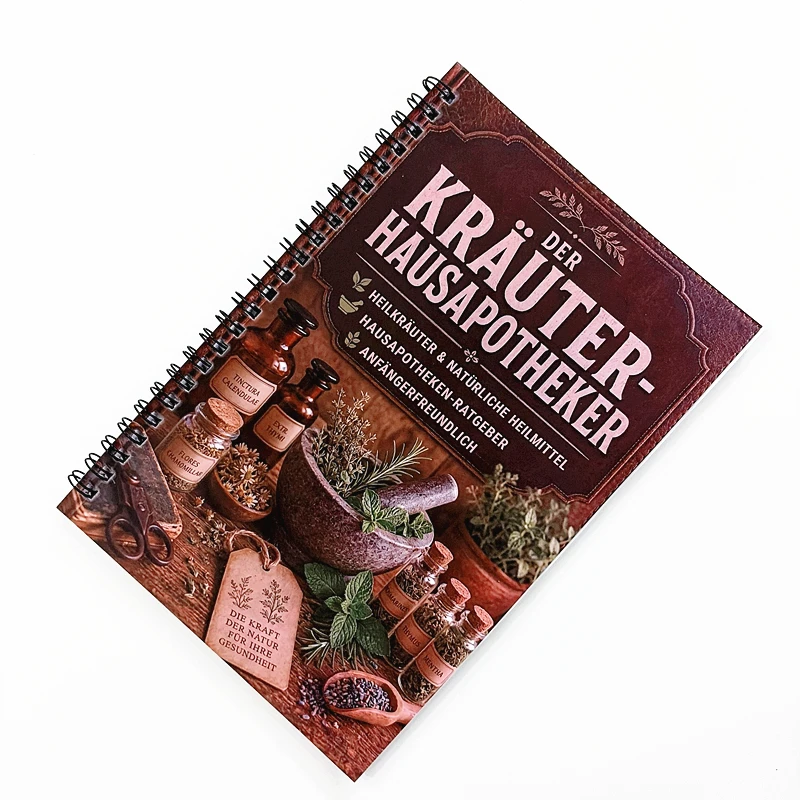German Herbal Home Pharmacy Journal Retro Floral Botanical Spiral Notebook Natural Herb Remedy Recipe Recording Book
